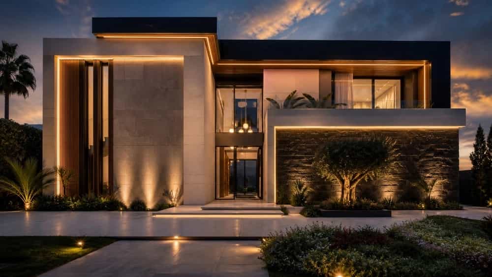 Electrification and lighting of the facade of the building in Ardabil for residential units